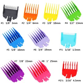10 Sets of Color Guide Combs Suitable for Most Hair Clippers 0.06-1/1.5-25mm