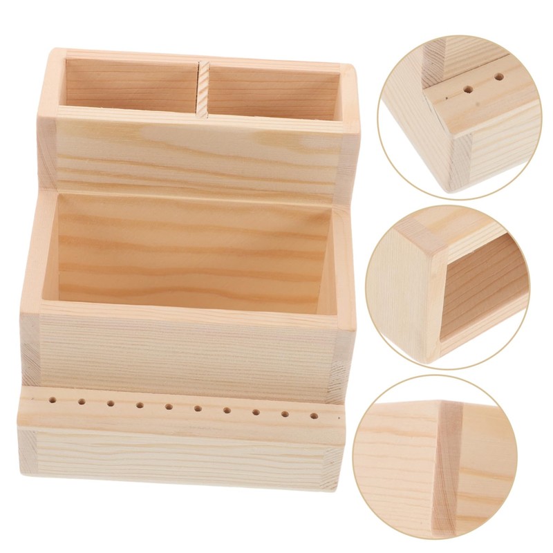 Mikinona Makeup Organizer for Vanity Wood Nail Drill Bits Storage