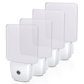 DEWENWILS Plug-in LED Night Light with Light Sensor,Warm White, Dusk to Dawn Sensor Flat Nightlight for Bathroom, Hallway, Bedroom, Living Room, UL Listed, 4 Pack