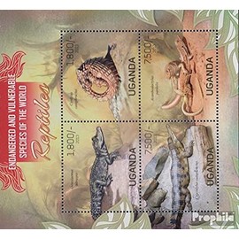 uganda 3025-3028 Sheetlet (complete.issue.) unmounted mint/never hinged ** MNH 2013 Lizards (Stamps for collectors) Amphibians/reptiles/dinosaurs