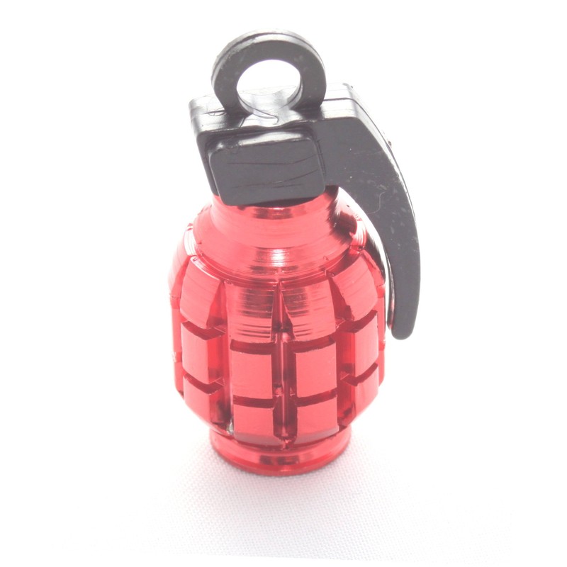 4 x valve caps, hand grenade, colour: red, valve cap,