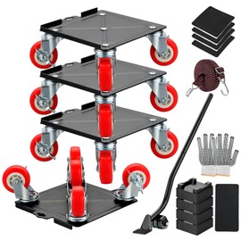 Furniture Dolly, Furniture Movers with 5 Wheels, Carbon Steel Panel Heavy Duty Furniture Movers, Furniture Lift Mover Tool Set, Furniture Lifter Tool with 5 360° Rotatable Rubber Wheels