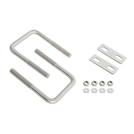 Aoje-Link Square U Bolt 2.17"(55mm) Inner Width M8 Thread 304 Stainless Steel Silver with Plates Nuts Flat Washers, 2Pcs