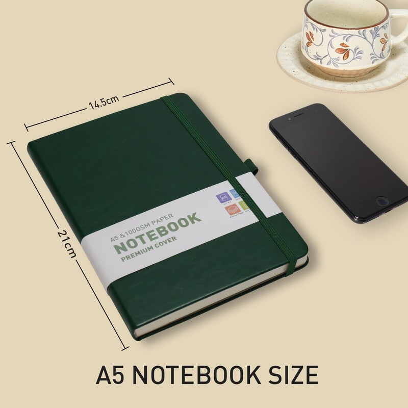 PYNEX Notebook A5 Dotted, Hardcover, Notebook, Leather Notepad with 192