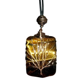 Tiger Eye Orgone Pendant with Tree of Life and Pyramid