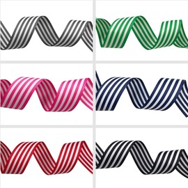 Red and White Striped Ribbon, Grosgrain Ribbon 1 Inch, Christmas Fabric Ribbon for Gift Packaging DIY Hair Accessories Scrapbooking Party Decoration Wedding Crafts 25 Yards