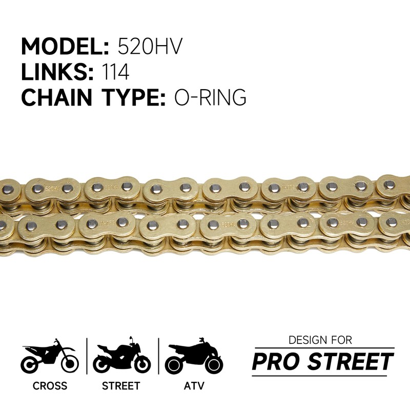 HILAKE 520 Motorcycle Chain 114 Links O-Ring Heavy Duty Drive