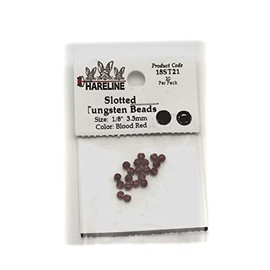 Hareline Slotted Tungsten Beads #21 1/8'' (3.18mm) Blood Red