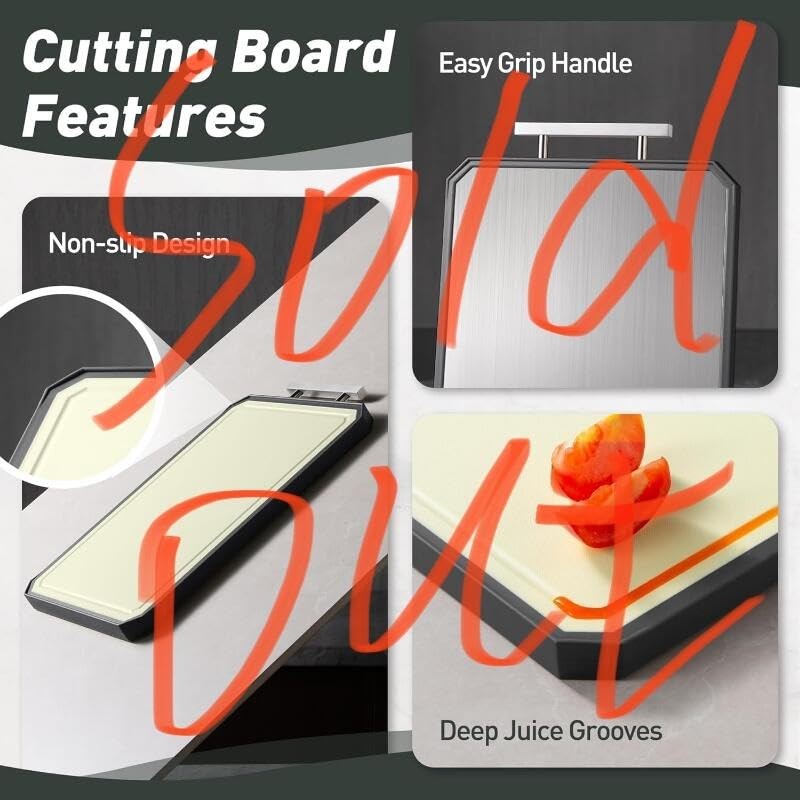 Bamboo Cutting Board Charcuterie Boards with Removable Compartments & Locking