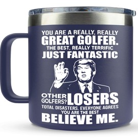 VIWIS Golf Gifts for Men Golfers - Golf Christmas Gifts - Cool Gifts for Golfers, Funny Golf Gifts for Dad for Fathers Day, Birthday - Golf Accessories for Men, Dad, Uncle - Golf Cup Mug 14Oz