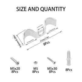 Rrina 8 Sets 3/8" Double Line Clamp 304 Stainless Steel Fuel Lines Clips with Mounting Screws