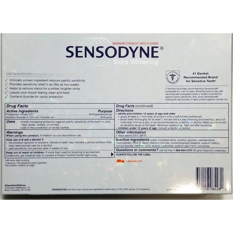 Sensodyne Extra Whitening Maximum Strength Toothpaste - 6.5oz each (3