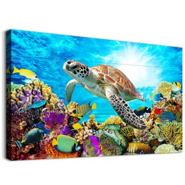 Family Wall Decor For Bedroom Family Canvas Wall Art For Bathroom Sea Turtles Wall Pictures Artwork Office Canvas Art Blue Ocean Wall Painting Modern Living Room Kitchen Home Decorations 16x24 Inch