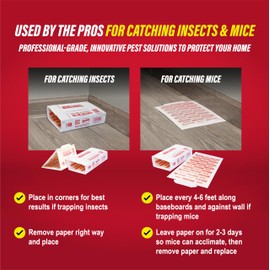 Catchmaster Mouse & Insect Glue Boards 60pk, Mouse Traps Indoor for Home, Adhesive Bug Catcher, Rat & Rodent Sticky Trap, Bulk Glue Traps Used by Pros, Pest Control for Home