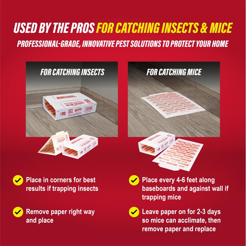 Catchmaster Mouse & Insect Glue Boards 60pk, Mouse Traps Indoor