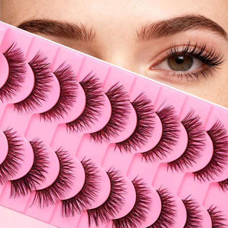 10 Pairs Wispy False Eyelashes Lightweight Faux Mink Eye lashes,