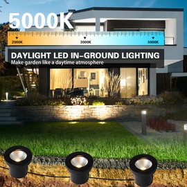 EAGLOD 12W LED Well Light, Low Voltage Landscape Lights,12V-24V Outdoor In Ground Lights, IP67 Waterproof Landscape Lighting with Honeycomb Version 5000K White for Garden,Driverway… (2 Pack)