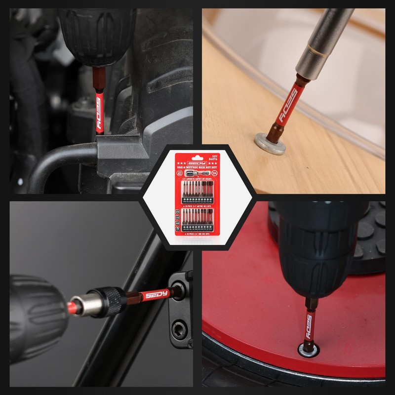 21-Piece 2.5" Hex Head Allen Wrench Drill Bit Set, 1/4"