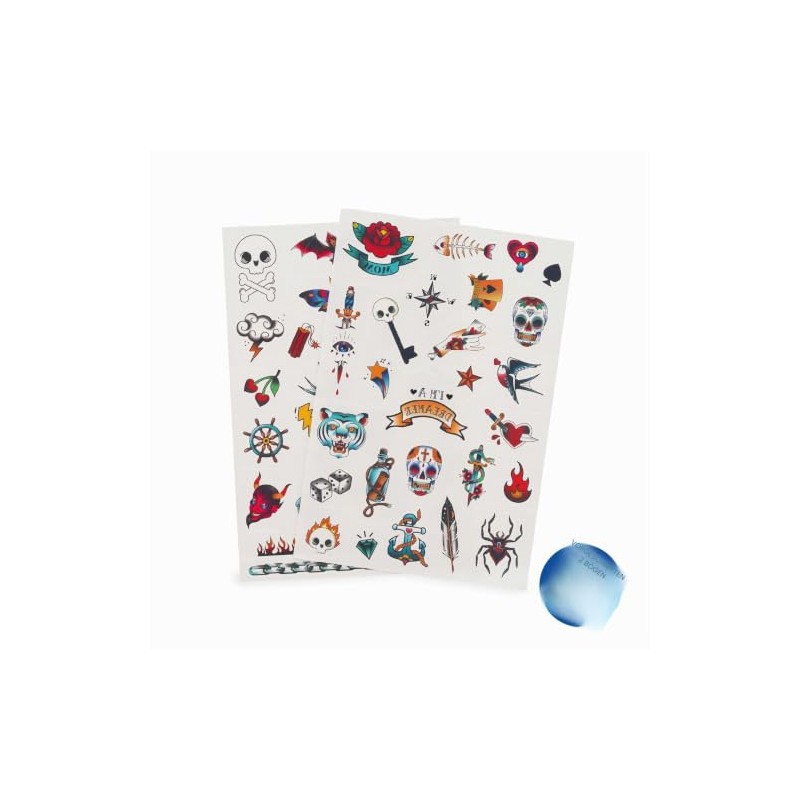 Legami - Temporary Tattoos for Kids Old School Theme, Washable,