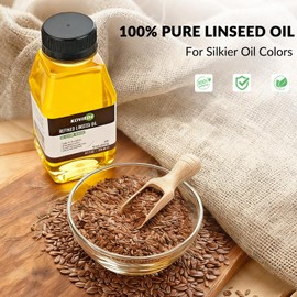KOVIEDE 9.13 fl oz (270mL) Linseed Oil for Painting, Premium Refined Artist Medium for Thinning Oils, Enhances Flow, Transparency & Gloss for Professional Use