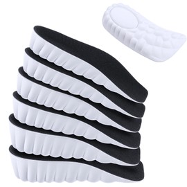 Glitopper 3 Pairs Orthopedic High Pads Height Increase Insoles Support Insoles Height Boosters Cushions for Men, Women (Black,0.6/1.0/1.4 Inch)