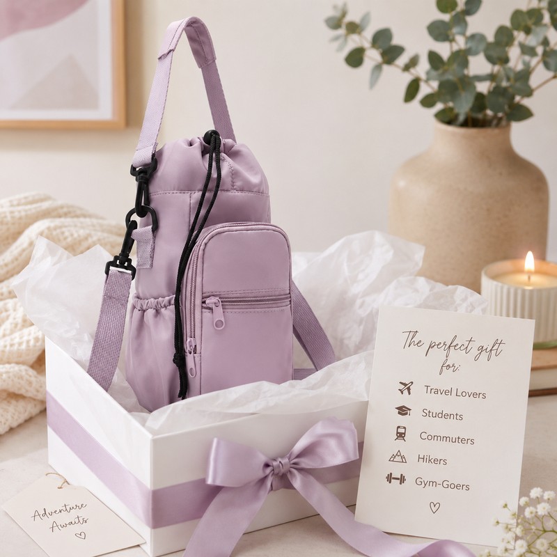 Water Bottle Carrier Bag for Travel – Insulated Nylon Crossbody