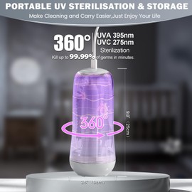 IvyWind - Juego de cepillos eléctricos para biberones de viaje con caja de almacenamiento, kit de cepillos automáticos de limpieza de biberones con biberón de silicona/pezón/cepillo para polvo de