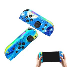 Controles Switch JUASIUL - Mando RGB con Retroiluminación LED para Switch OLED y Lite, Joystick con Turbo T-Key, Gyro 6 Ejes y Función de Despertar, Ideal para Gamers y Fans de Videojuegos