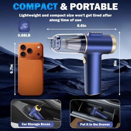 Handheld Car Vacuum Cleaner, 2-in-1 Portable Mini Car Vacuum Cleaner,21000Pa High Power & Air Duster, Handheld Vacuum Cordless with LED Light and