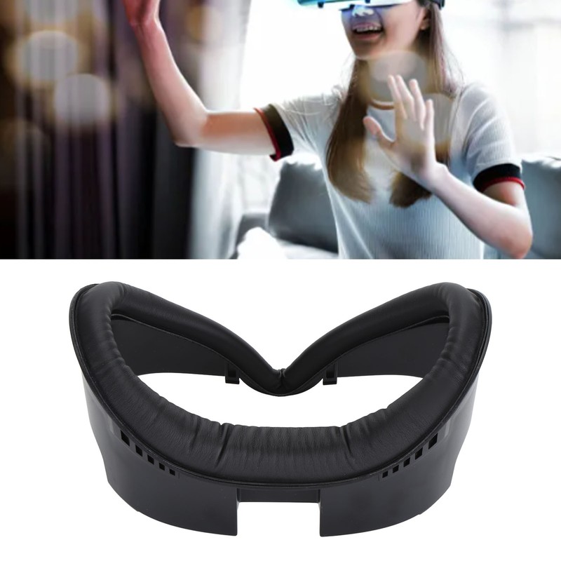 VR Face Pad Black Raised PU Leather Sweat Proof Light