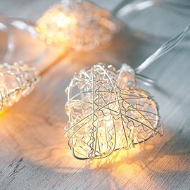 Lights4fun Metal Mesh Heart Shaped Plug in Fairy String Lights 20 Warm White LEDs Indoor Use 2.85m