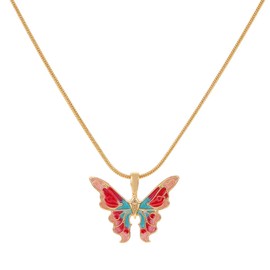 Crymystal Vintage Butterfly Pendant Necklace Color Butterfly Clavicle Chain Necklace Gold Butterfly Drop Necklace Adjustable Necklace Charm Women's Valentine's Day Gifts Jewelry (Gold-B)