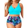 Aqua Eve Women Plus Size Two Piece Swimsuit High Waisted