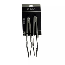 Oneida Set of 2 Tongs - (2) 9 IN Tongs - Kitchen Utensil - Stainless Steel