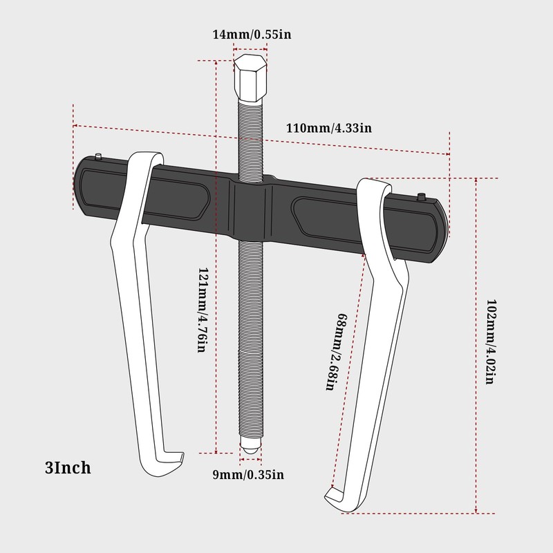 BILITOOLS 3" 2-Jaw Gear Puller, Internal External for Removal of