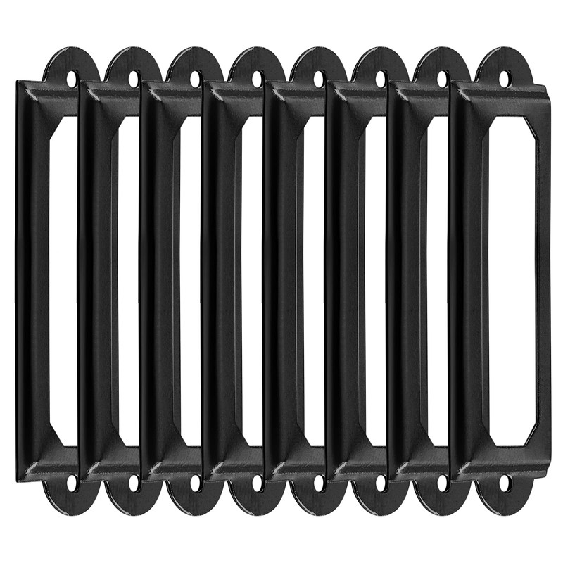 Suiwotin 60pcs Metal Label Holder, Black Metal Library Tags, File