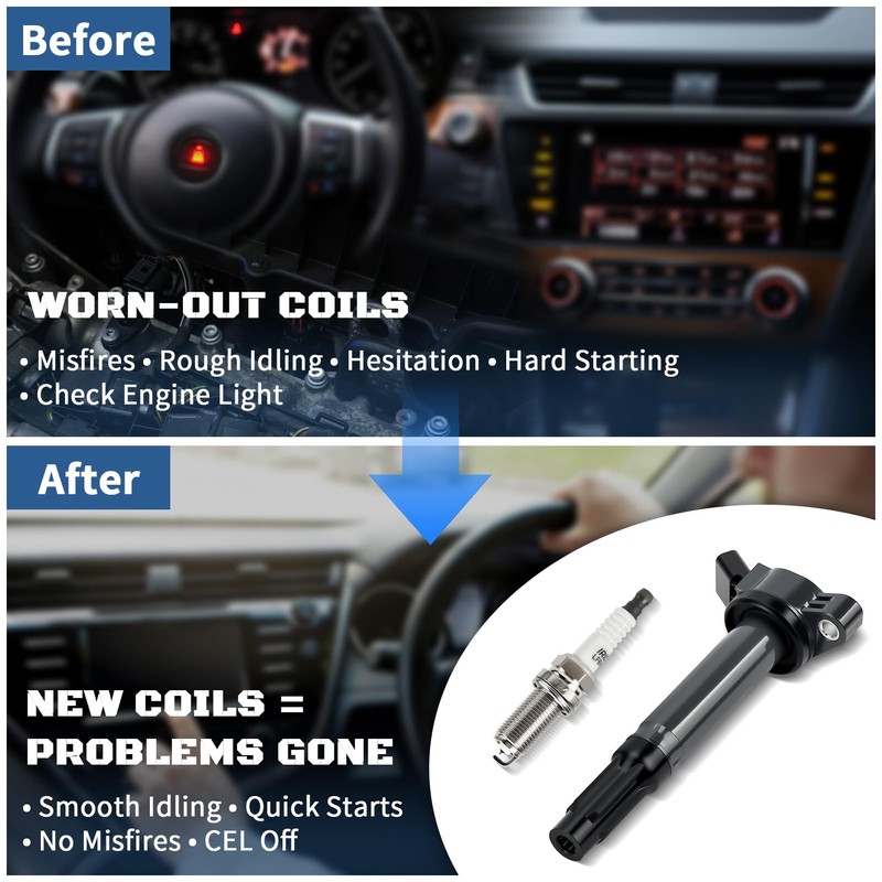 Ignition Coil Spark Plugs 6 Pack for Toyota Camry Sienna