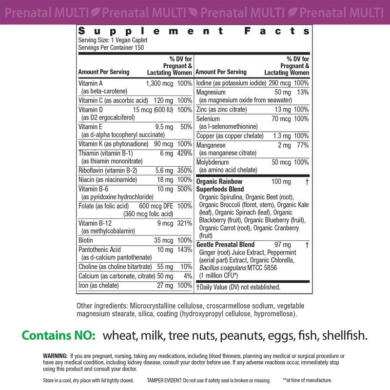 Rainbow Light Prenatal Vitamin – 150 Vegan Caplets | Real