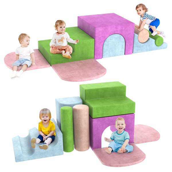 ITEFDTUTNE Toddler Climbing Toys Indoor, 8-Piece Soft Foam Climbing Blocks