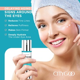 CITYGOO Caffeine Eye Cream: Under for Dark Circles and Puffiness - With Reduce Wrinkles Fine Lines - Bags under eyes Crows Feet Eye Lift Treatment For Women and Men