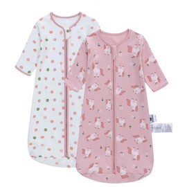 Miracle Baby Long Sleeve Sleep Sack 2 Pack Wearable Blanket Baby 100% Cotton Sleeping Bag for Newborn Infant Toddler, Dot +Horse, 0-6 Months