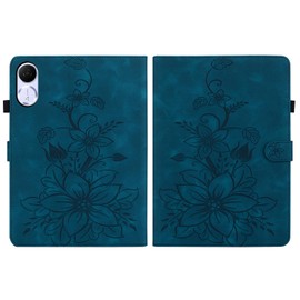 Rosbtib Case for Honor Pad V9 2024 11.5 Inch Model ROL-W00, Product Multi-Angle Viewing Faux Leather Protective Case with Card Slots Cover Lily Pattern Case for Honor Pad V9, Blue