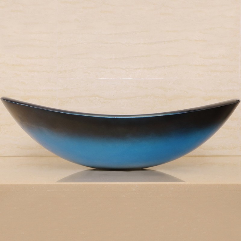 wonline Modern Bathroom Flower Tempered Glass Vessel Sink ORB Pop