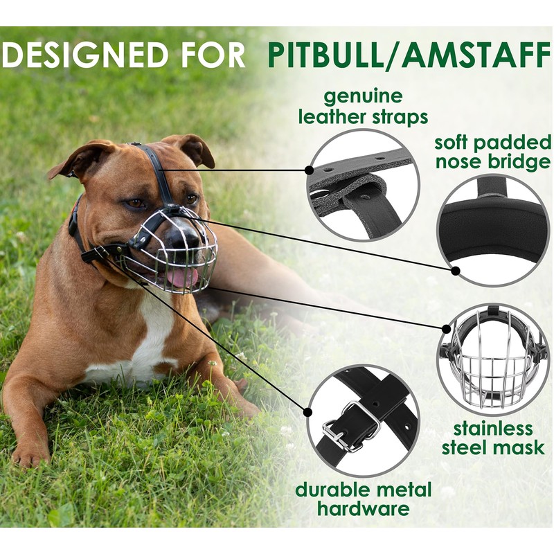 BRONZEDOG Pitbull Dog Muzzle Metal Mask Amstaff Wire Basket Pit