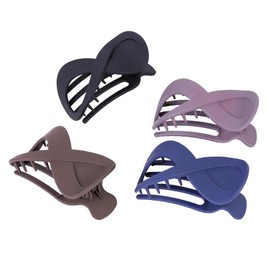 4 Pcs Flat Hair Claw Clips,Black French Lay Large Clip,Versatile Colour Fine Small Grips Claws Pins,Non-Slip Pretty Clasp Hairpin,Hair Accessories for Women and Girls Decorative Messy Thick Long Bun