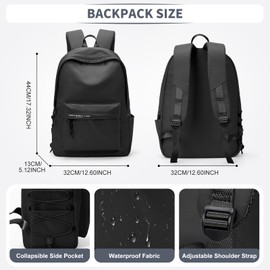 HYC00 School Backpack for Girls Teenagers Casual Daypacks Women Lightweight School Bags for Girls Secondary High School Fit 14 Inch Laptop Rucksack Backpack for School College Bookbag,Black