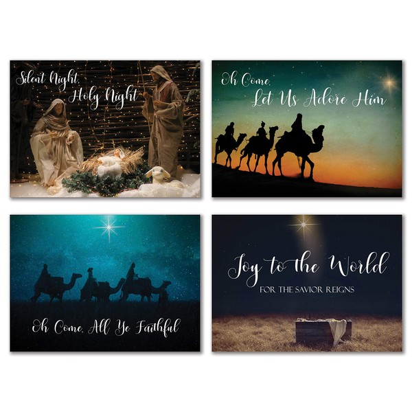 JBH Creations Scenes from Scripture Religious Christmas Cards with Bible Verses - Pack of 24