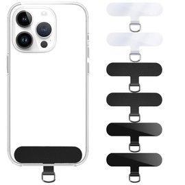 6 Stück Handykette Universalpads, Handykette Halterung, Ultradünn Stärker, Haltbarer, Nicht Leicht zu Brechen Handykette Adapter Passt alle Handykette, TPU-Plättchen passend, Schwarz+Transparente