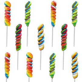 The Dreidel Company Rainbow Twist Lollipop, Mixed Fruit Flavor, Individually Wrapped, 3" Inch Sucker (12-Pack)