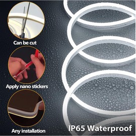 JSungHui LED Neon Lights, 6.56FT Warm White Neon Lights Strip,Waterproof LED Strip, Neon Lights for Kitchen Bedroom Indoor Outdoor Decoration